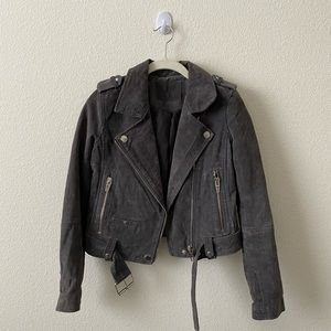 Blank NYC gray suede moto biker jacket XS